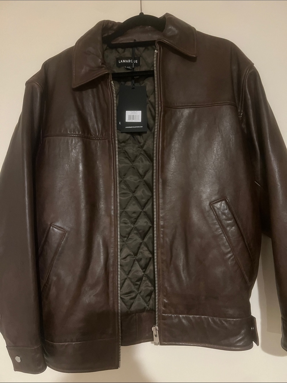 NWT! Lamarque Theia Brown Leather Bomber Jacket